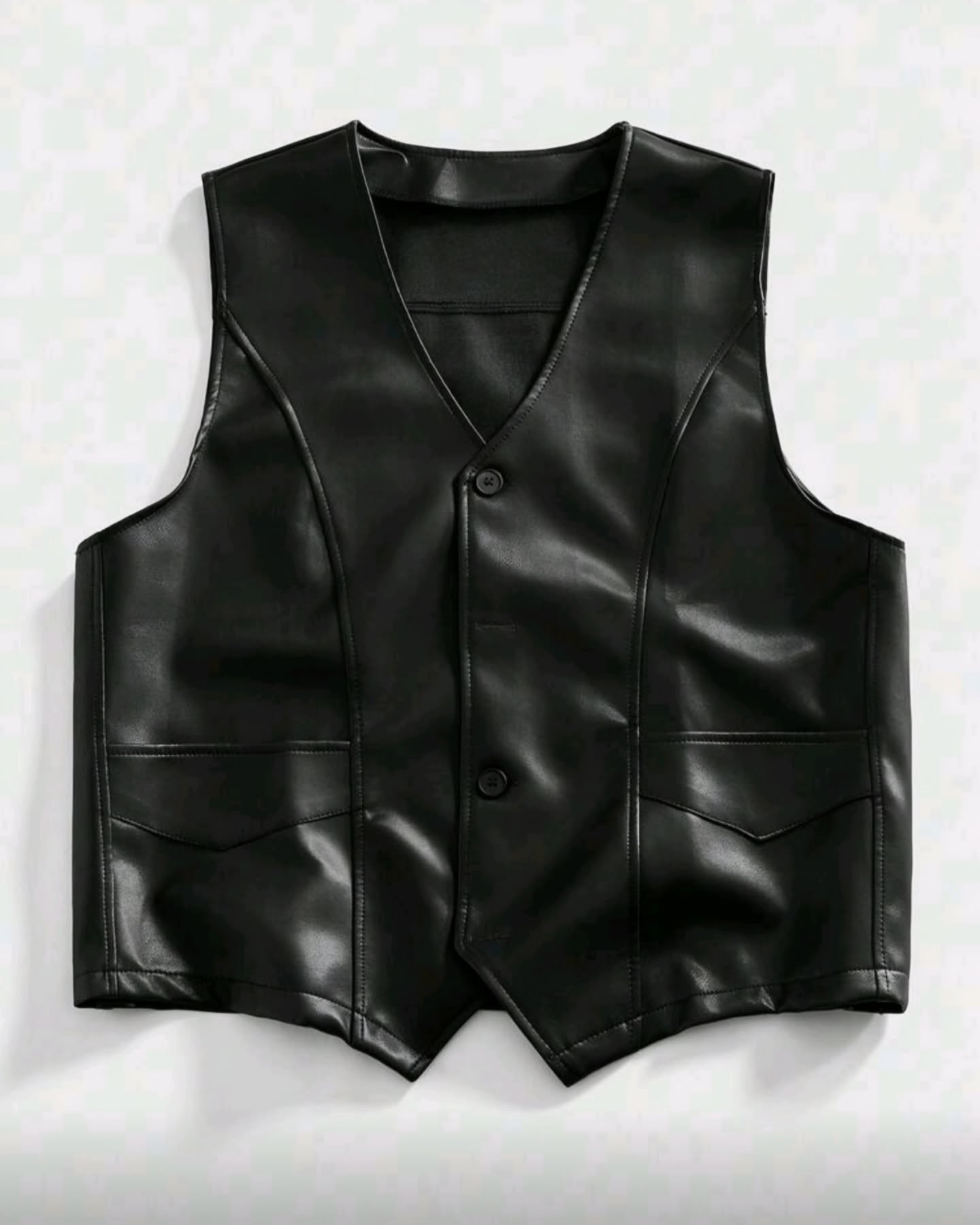 chaleco cuerina sencillo negro