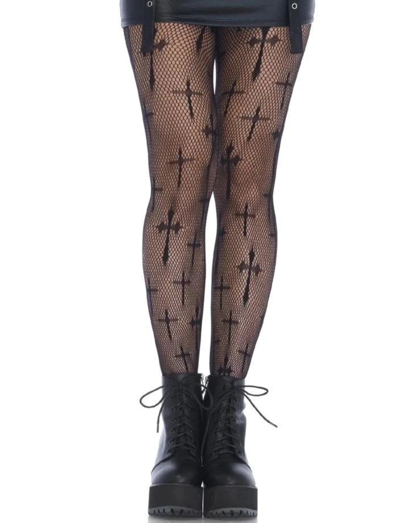 medias panty negras de cruces