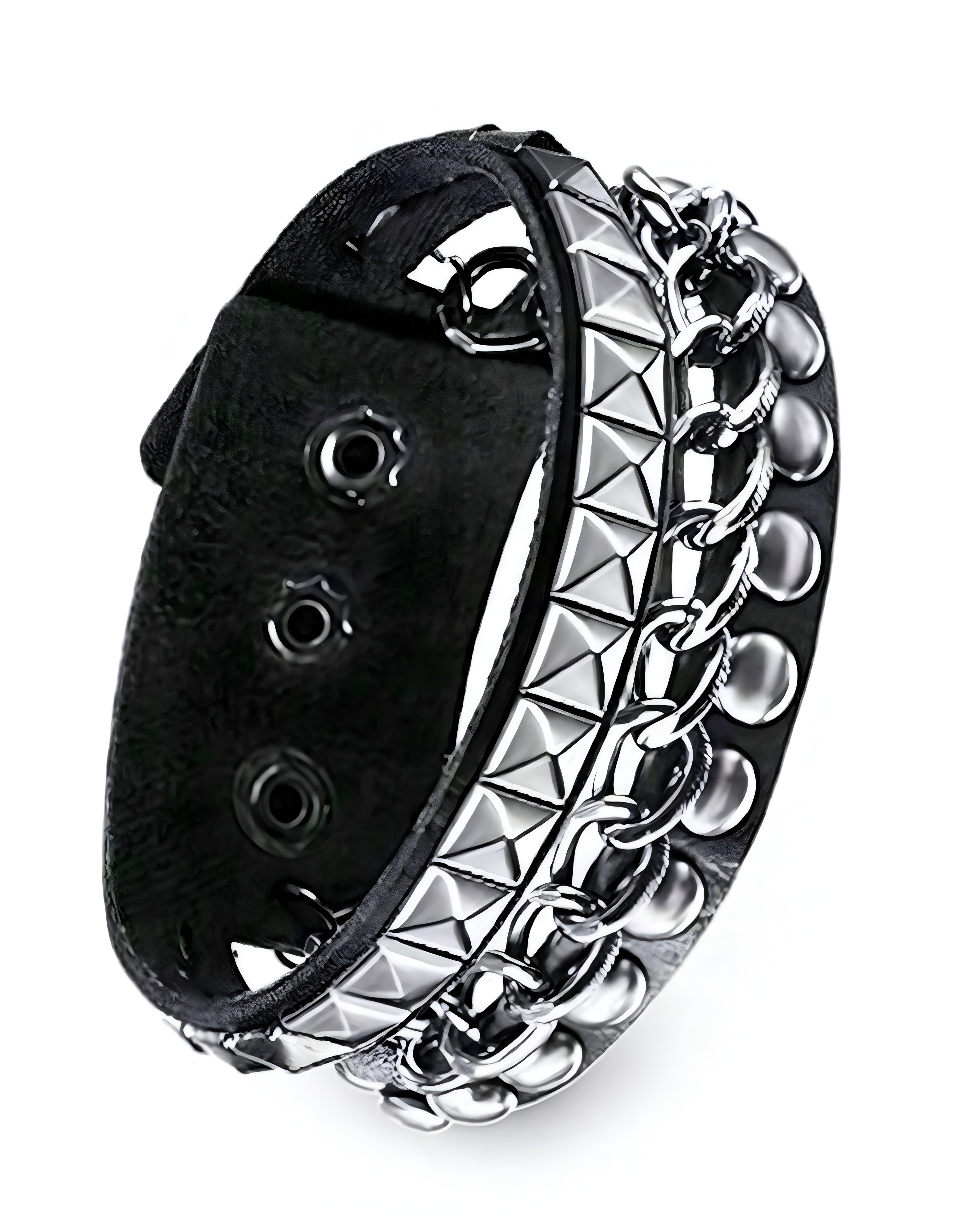 bisu. pulsera de cuerina con tachuelas