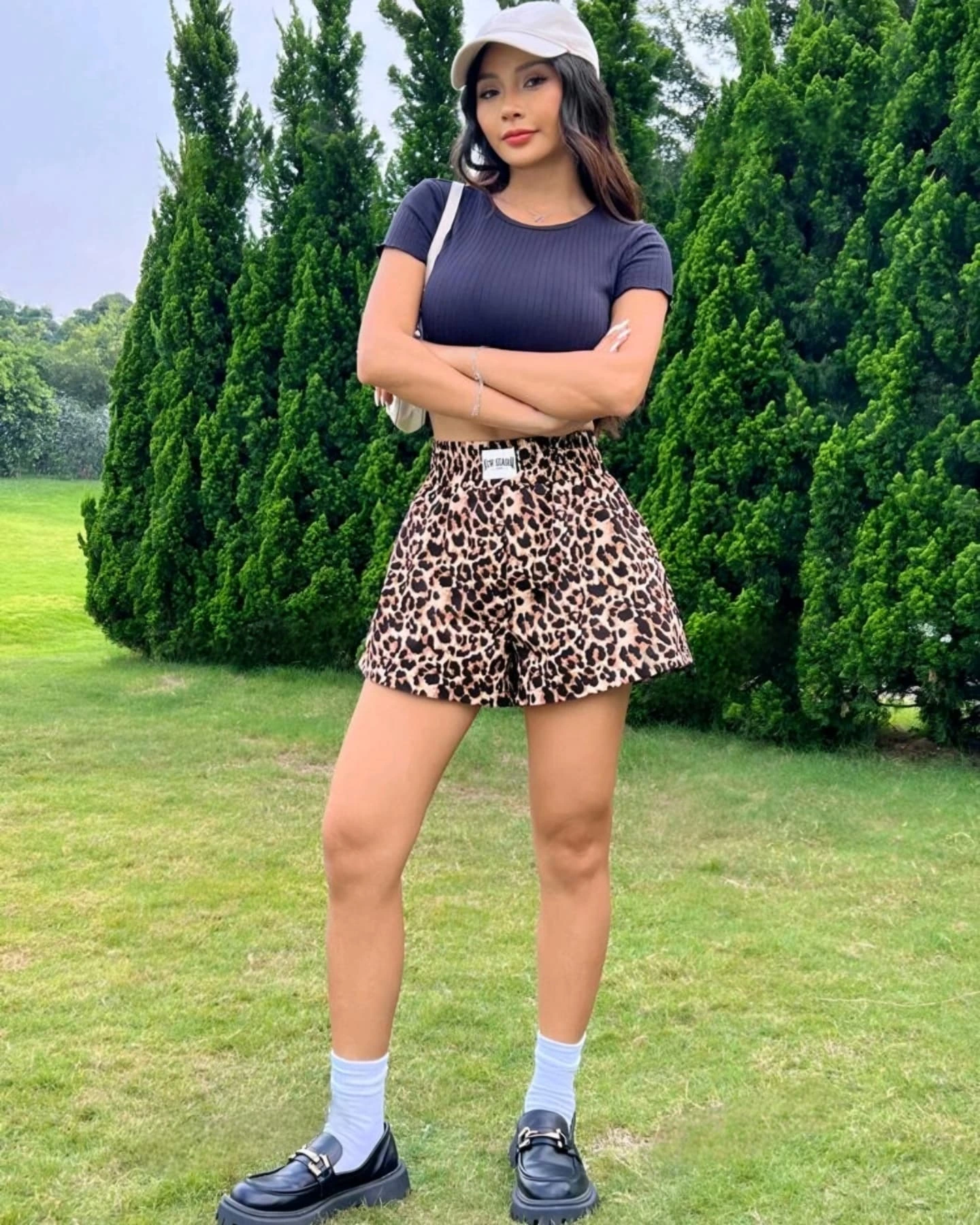Short animal print marrón estilo boxeador