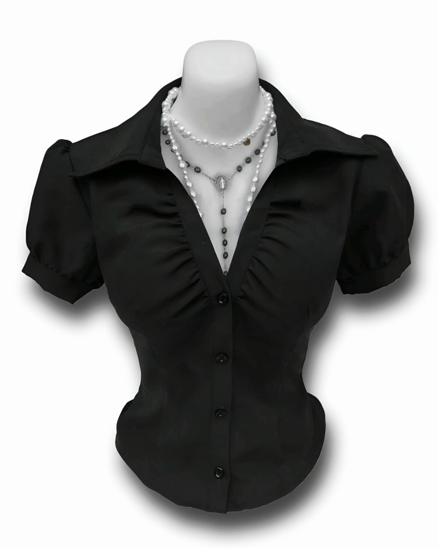camisa manga corta negra corporate goth