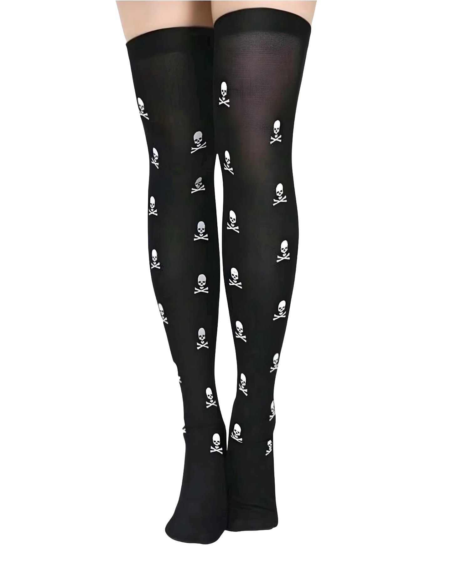 medias a muslo emo con calaveritas