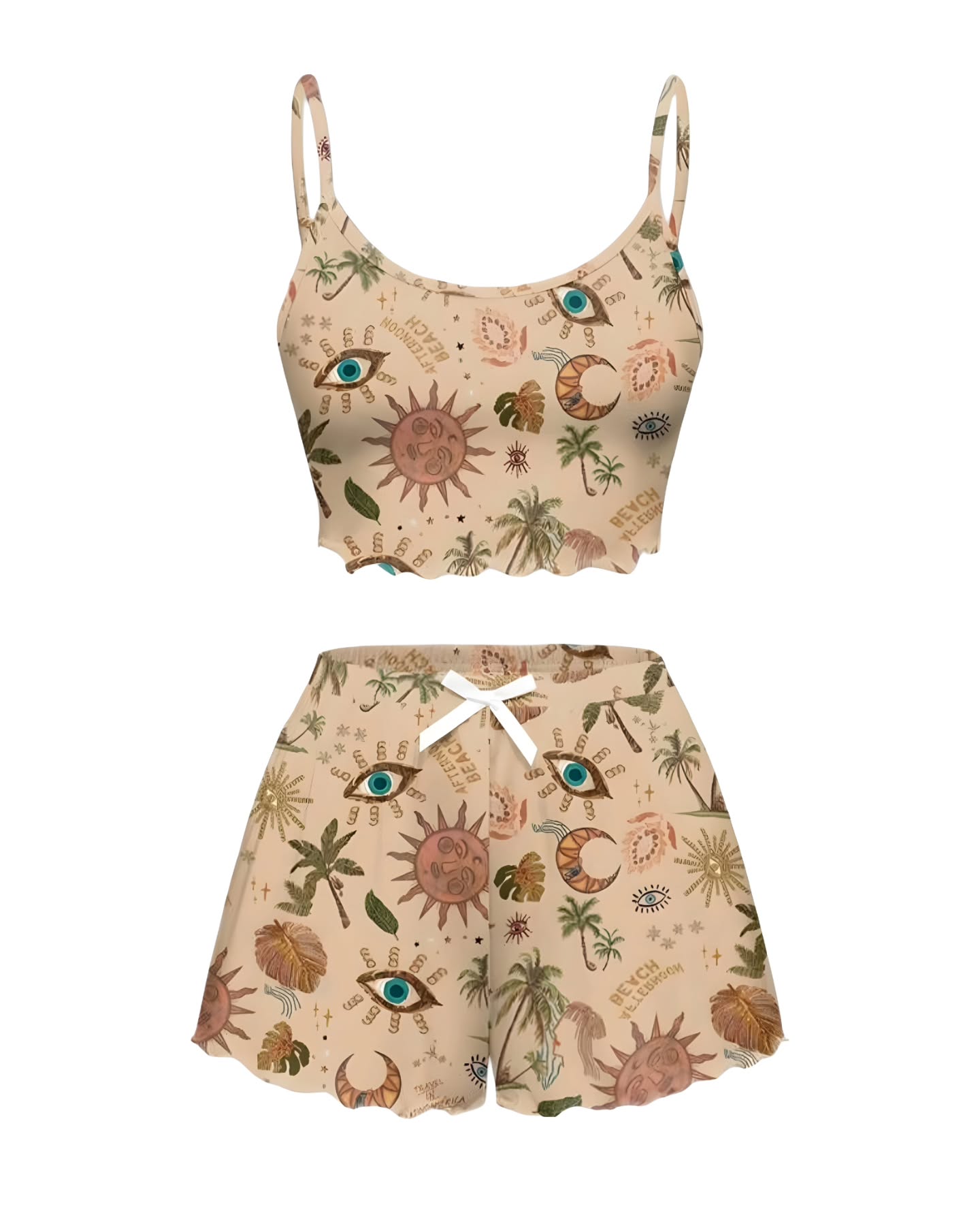 Pijama de short beige sol y luna y ojo