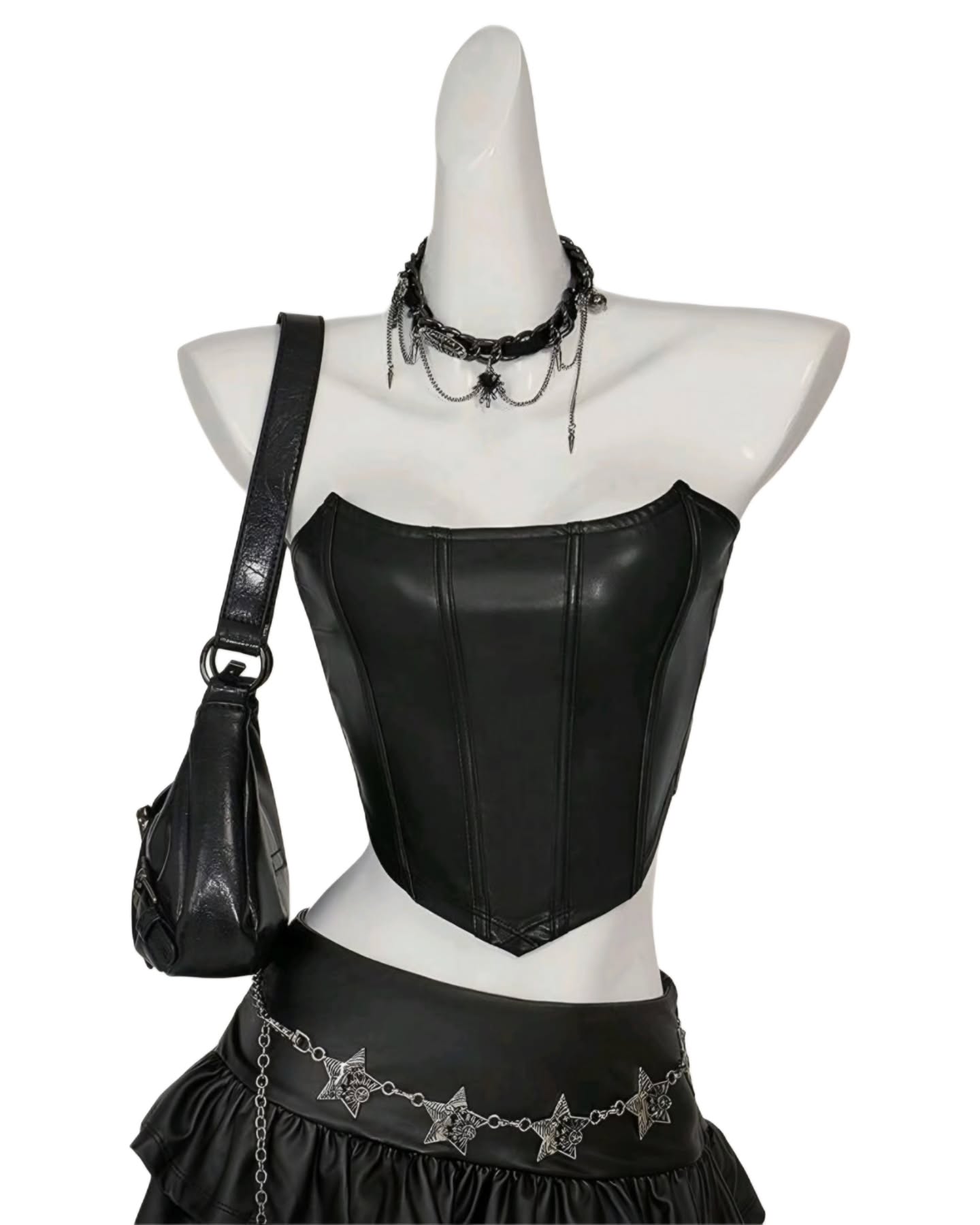 top negro topless tipo corsét bustier tela