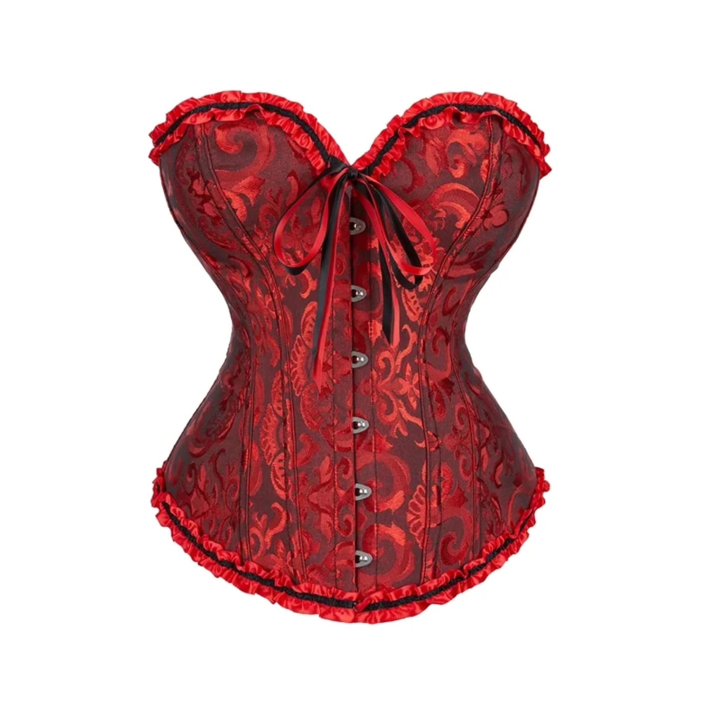Corsét rojo con poco negro completo relieve