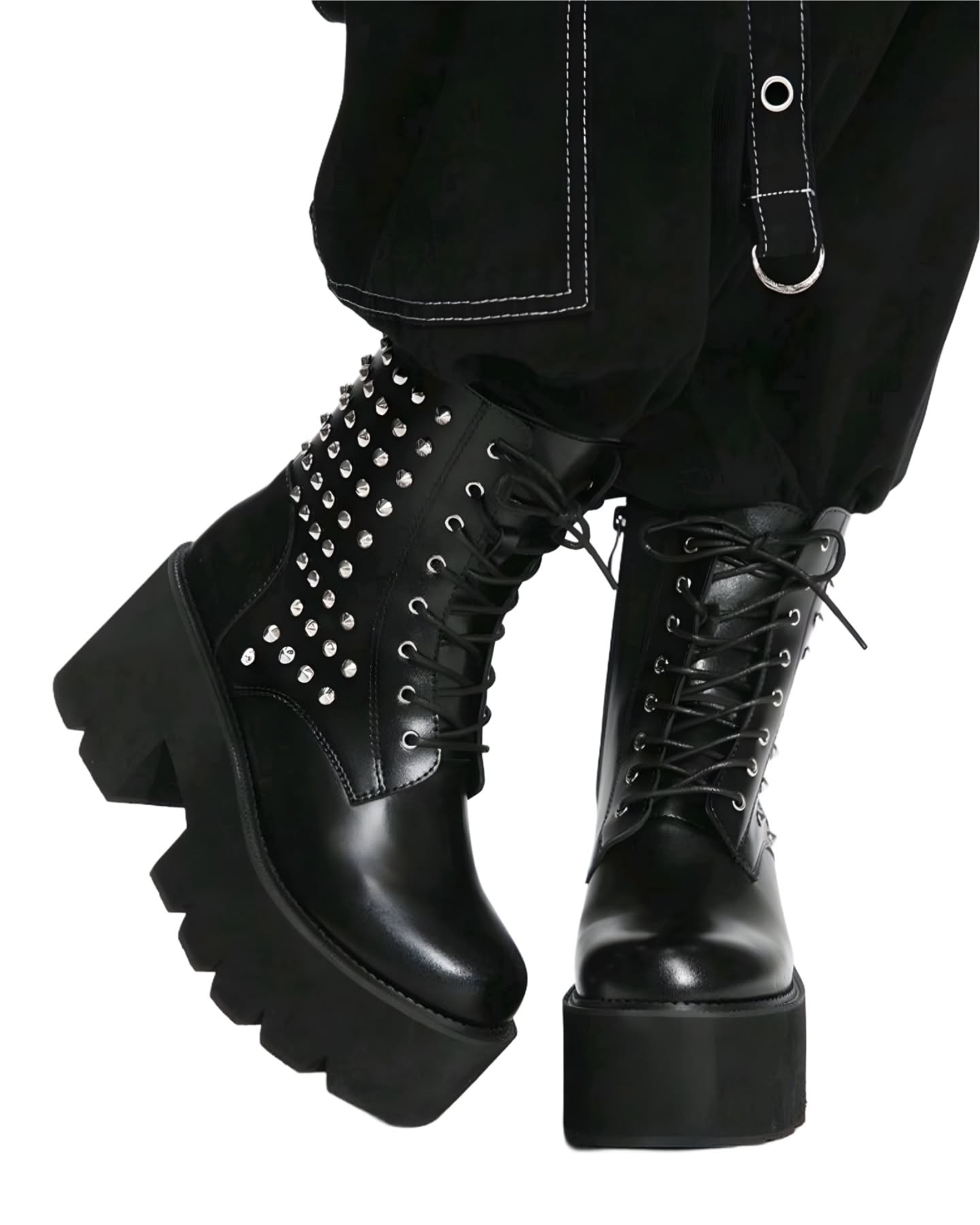 Botas cortas negras plataforma con muchos círculos