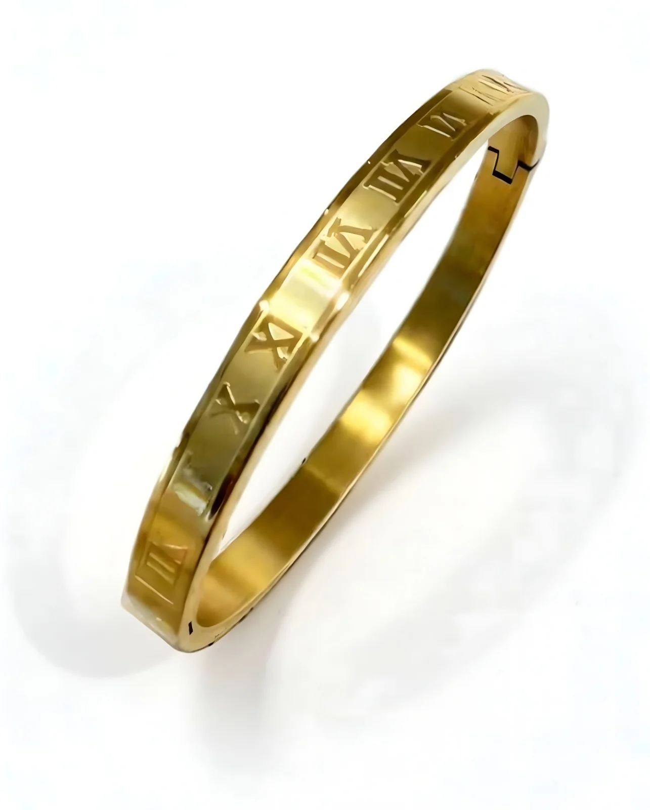 Pulsera De Acero Dorada Con Números Romanos