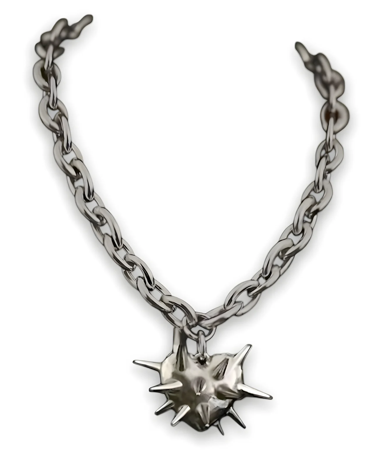 Collar Plateado Con Corazón Punk