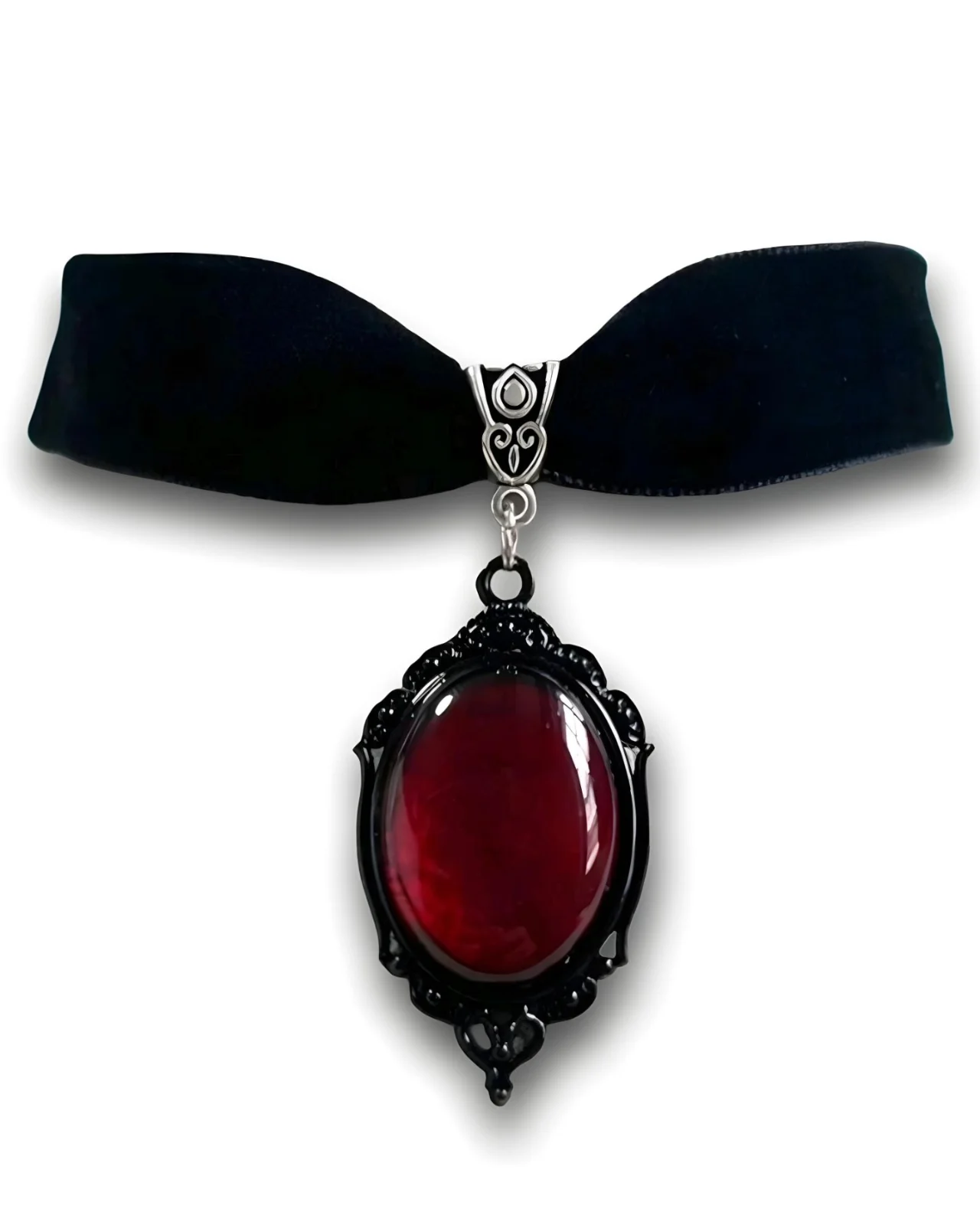 Collar Negro De Gamuza Con Círculo Rojo