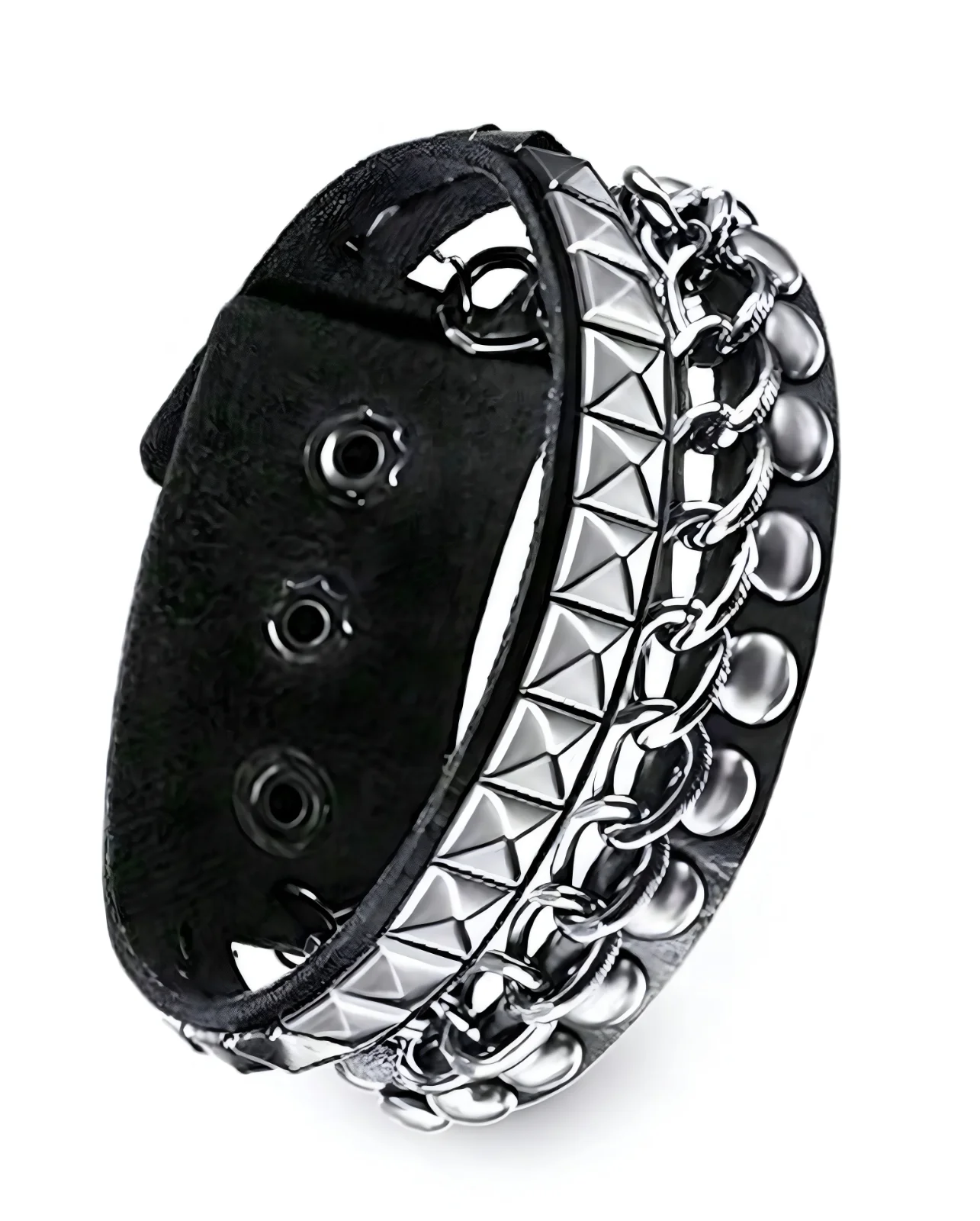 Pulsera Negra De Tachuelas Doble