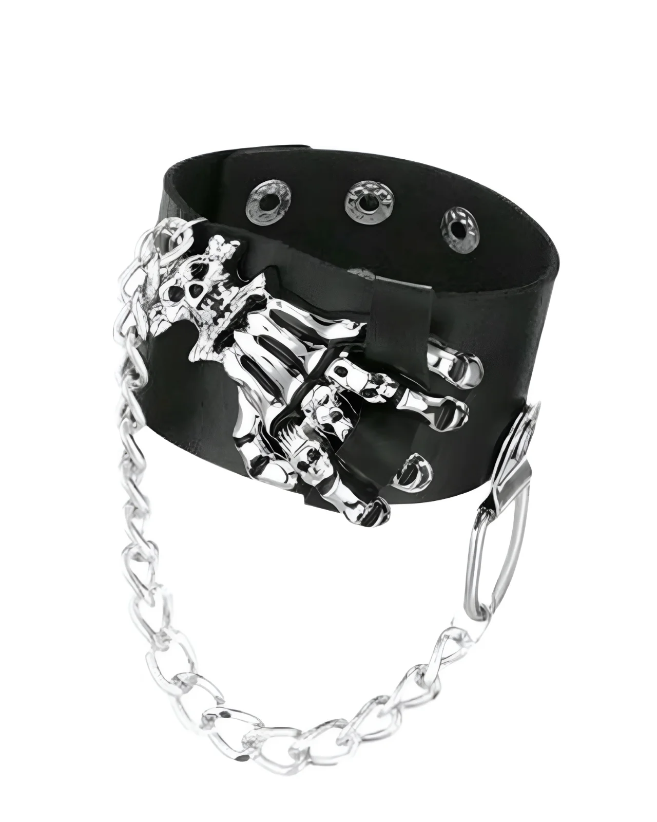 Pulsera De Cuerina Con Tachuela Esqueleto