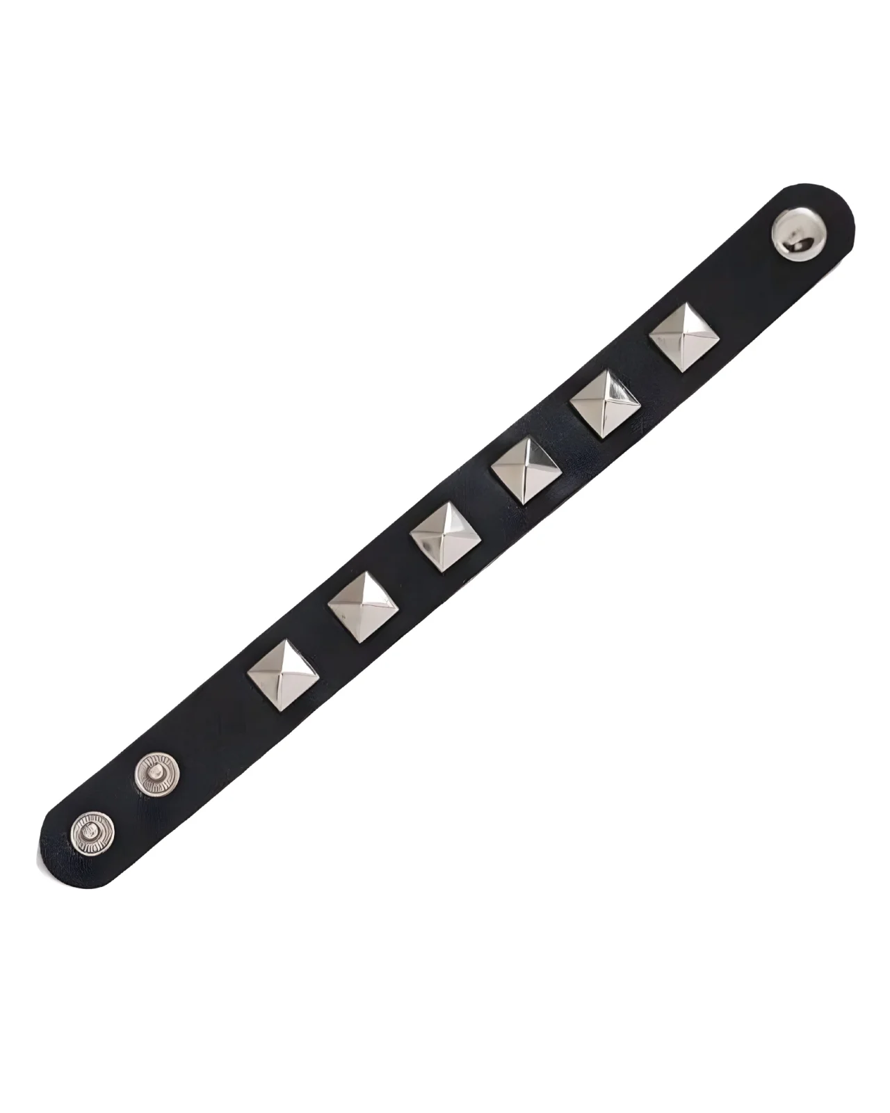 Pulsera De Cuerina Con Tachuelas Cuadradas Separadas